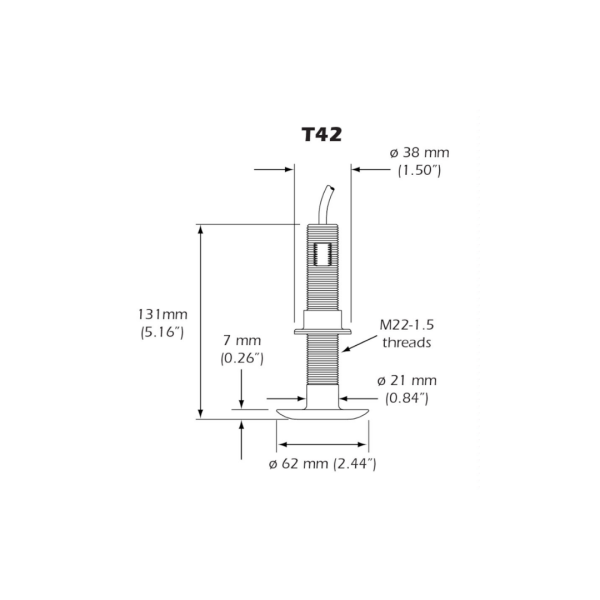 T42 BZ Alta Precisión sensor de Temp Thru-Hull   10METRE CABLE NC. Para Raymarine,Furuno, Simrad,  - Imagen 3