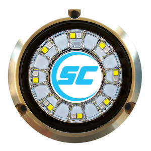 LUZ SUBACUÁTICA 16 LEDS AZUL/BLANCA, 60W, BRONCE 4"