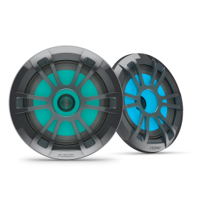 Altavoces náuticos serie EL de Fusion, altavoces náuticos grises deportivos de 6,5" y 80 vatios (par) con iluminación LED RGB