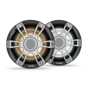 Fusion Signature Series 3i Altavoces náuticos, Altavoces náuticos grises deportivos coaxiales CRGBW de 6,5" y 230 vatios (par)