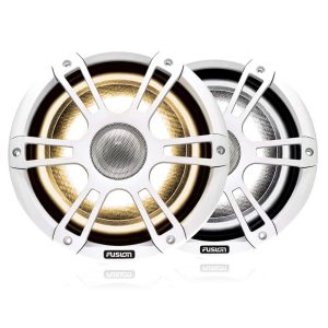 Altavoz náutico blanco deportivo coaxial de 7,7" y 280 vatios con iluminación LED CRGBW