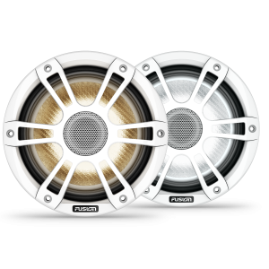 Fusion Signature Series 3i Altavoces náuticos, Altavoces náuticos blancos deportivos coaxiales CRGBW de 7,7" y 280 vatios (par)
