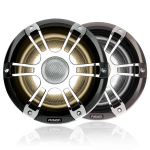 Altavoz náutico cromado deportivo coaxial de 8,8" y 330 vatios con iluminación LED CRGBW