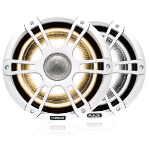 Altavoz náutico blanco deportivo coaxial de 8,8" y 330 vatios con iluminación LED CRGBW
