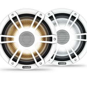 Fusion Signature Series 3i Altavoces náuticos, Altavoces náuticos blancos deportivos coaxiales CRGBW de 8,8" y 330 vatios (par)
