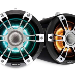 Altavoces náuticos Wake Tower serie Signature 3 de Fusion, altavoz náutico Wake Tower cromado deportivo de 6,5" y 230 vatios con CRGBW